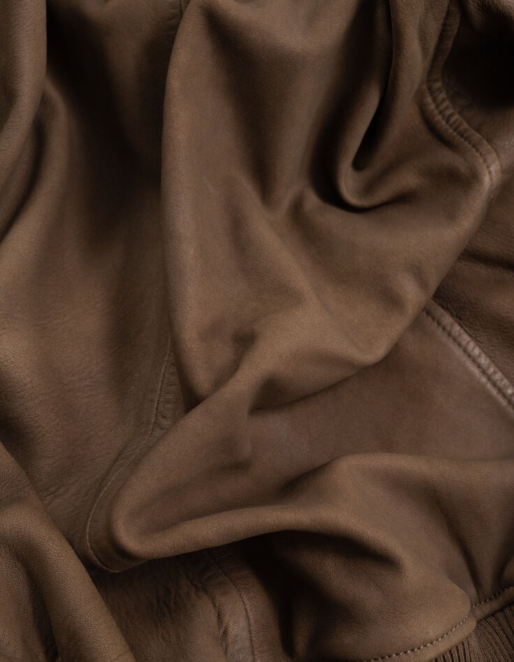 Blouson aviateur bronze en cuir Homme-12