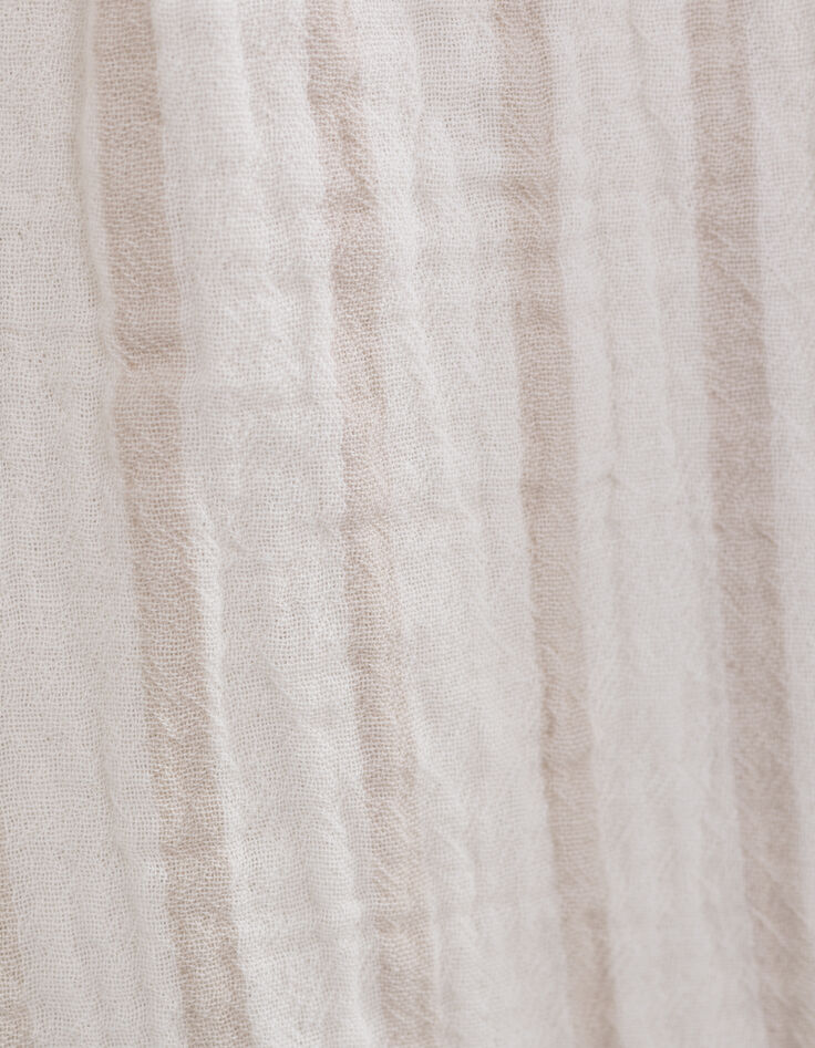 Short &eacute;cru gaze de coton rayures beiges Femme-6