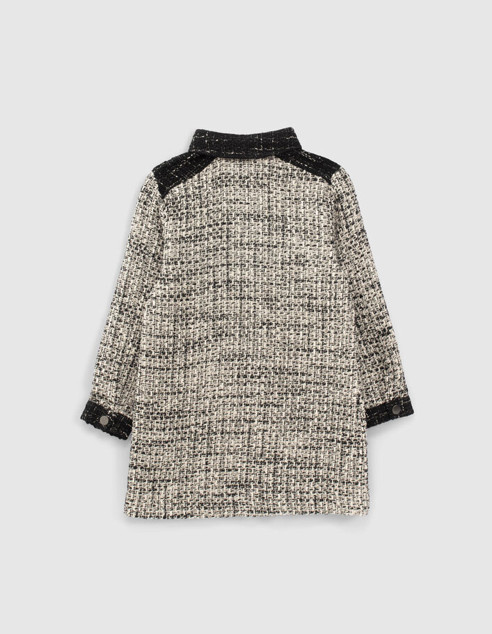 Cremeweißes Mädchenhemdblusenkleid in Tweed-Optik Mini Me-4