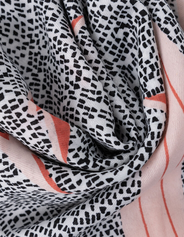 Foulard carré noir imprimé graphique fille-5