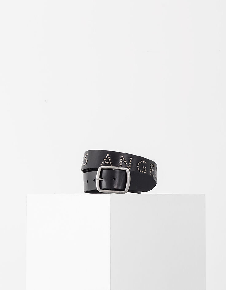 Women’s wide black leather Los Angeles stud belt-1