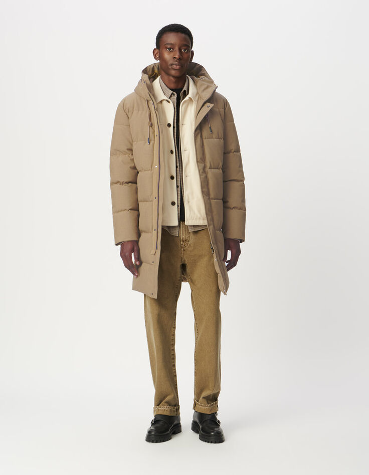Lange beige pufferjas WATERPROOF Heren-1