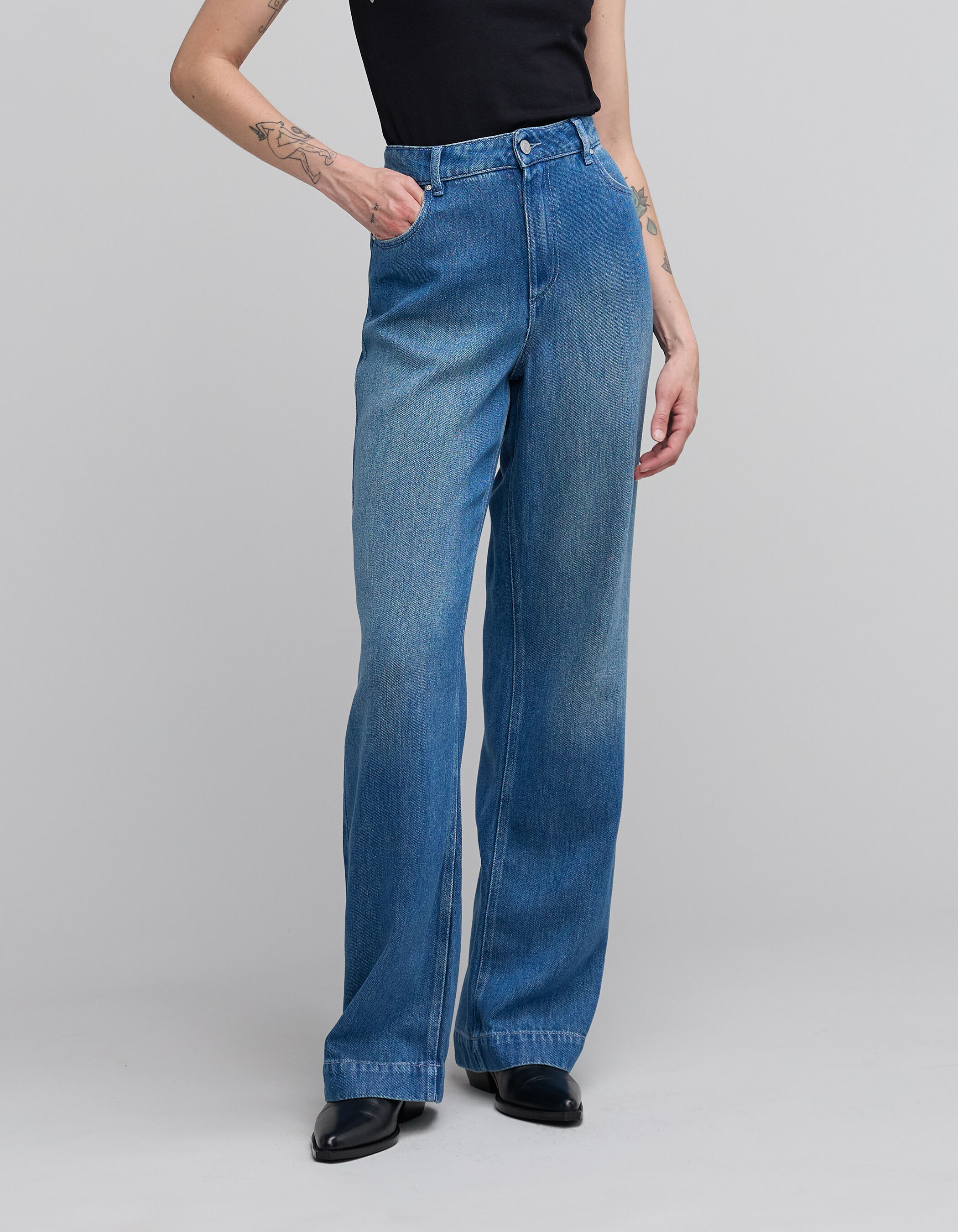Denim wide leg taille haute femme IKKS