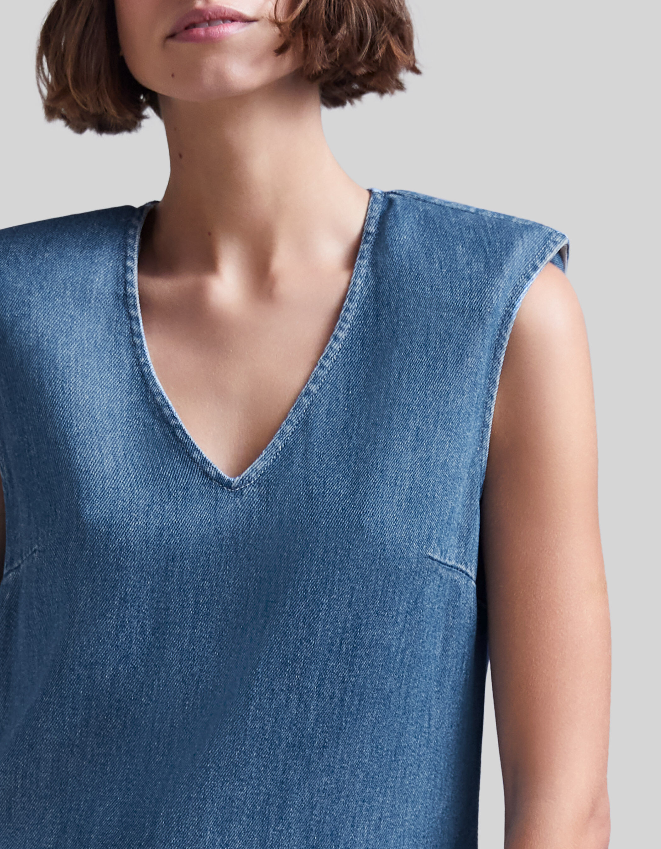 Women s azure blue Lyocell baggy dress IKKS