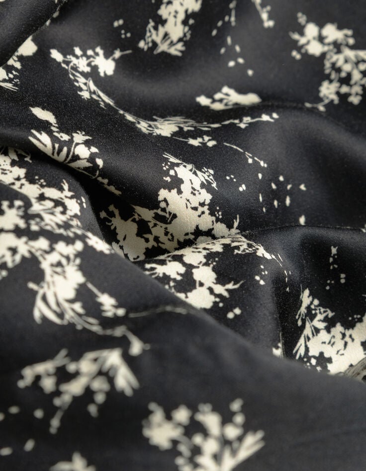 Robe noire imprimé fleurs sauvages ceinture amovible Femme-6 Robe noire imprimé fleurs sauvages ceinture amovible Femme-6