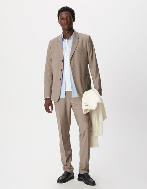 Gemarmerd beige colbert TRAVEL SUIT Homme - IKKS