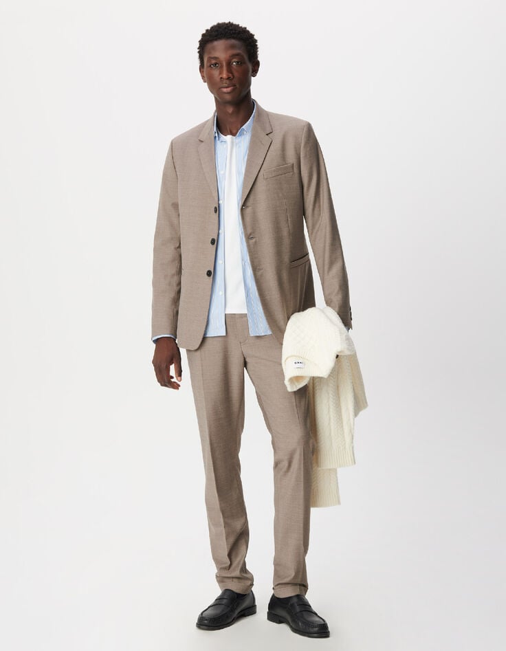 Gemarmerd beige colbert TRAVEL SUIT Homme-1