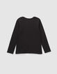 Girls’ black organic cotton T-shirt with rock images-3