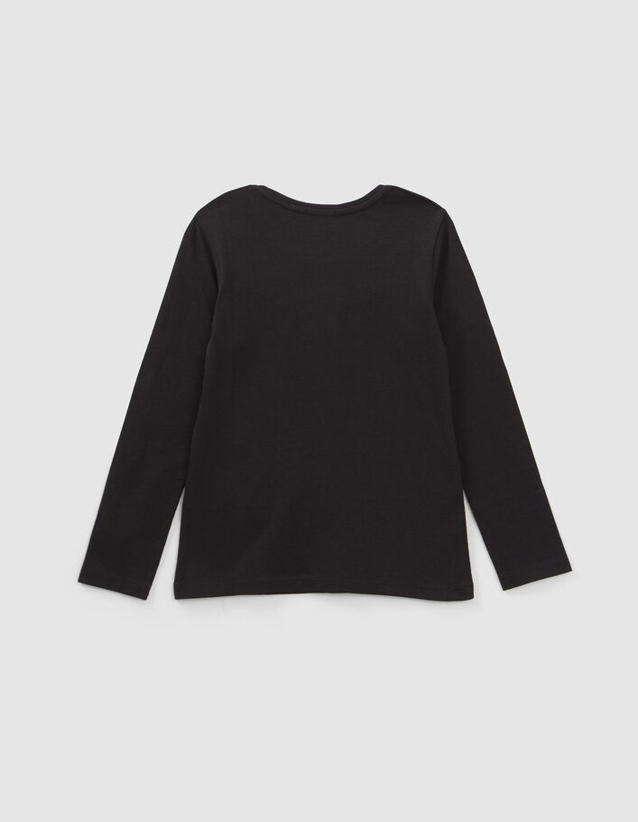 Camiseta negra algodón ecológico diseño rock niña-4