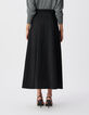 Falda trapecio larga de mujer negro-2