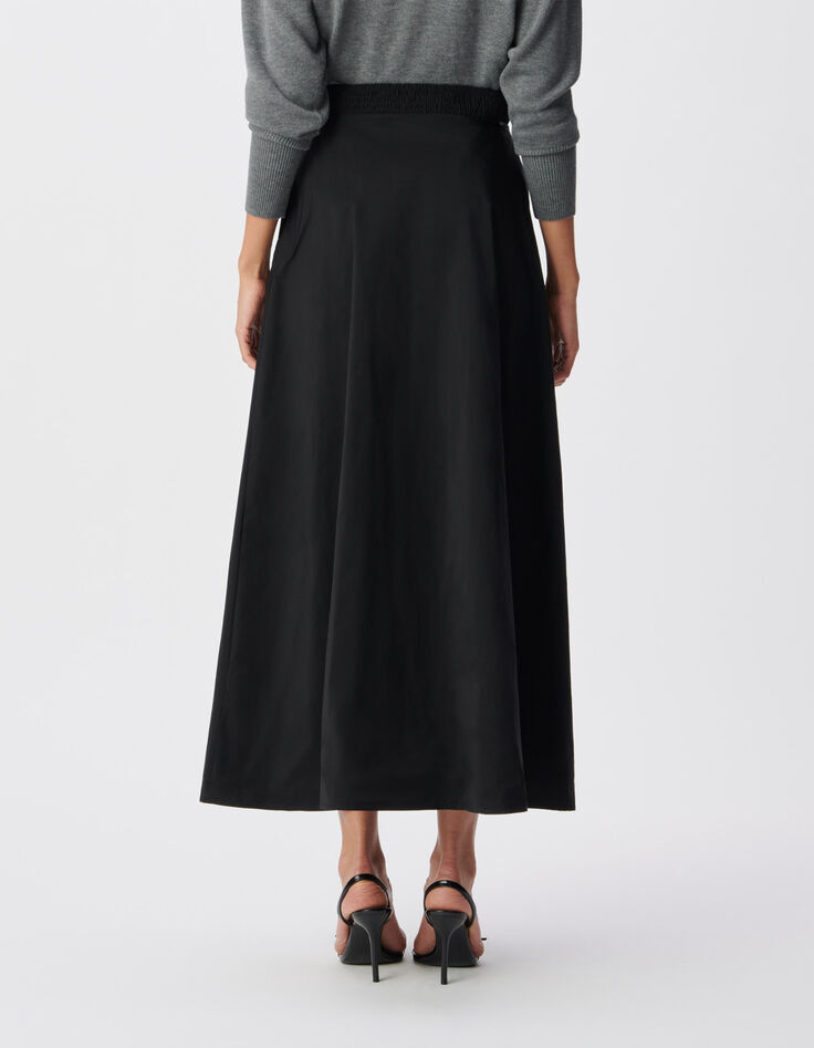 Falda trapecio larga de mujer negro-2