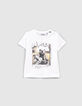 Weißes T-Shirt mit Gitarristenhund für Babyjungen -1