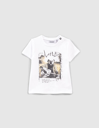 Weißes T-Shirt mit Gitarristenhund für Babyjungen  - IKKS