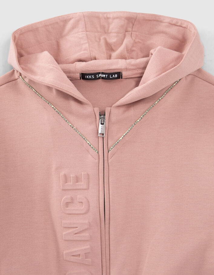 Rosa Crop-Mädchensweatjacke mit Prägung-3