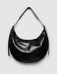 Sac demi-lune noir cuir glacé Allane Femme-3