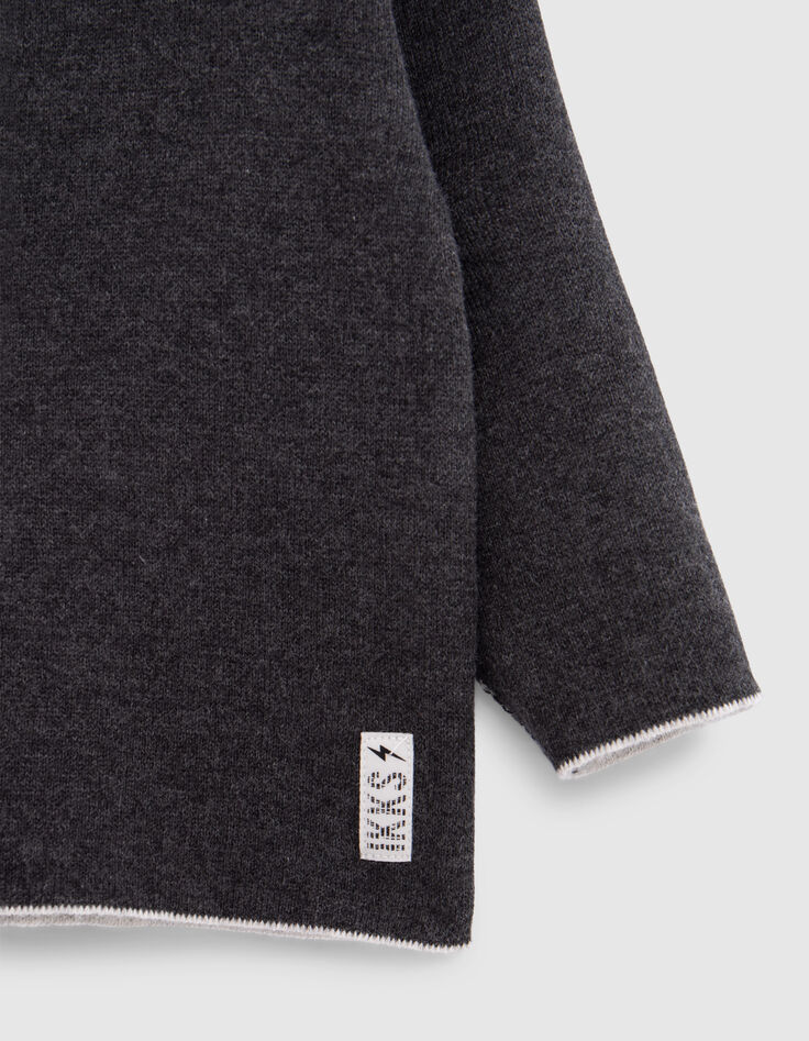 Reversible knitted sweater grey and dark grey baby boy-7