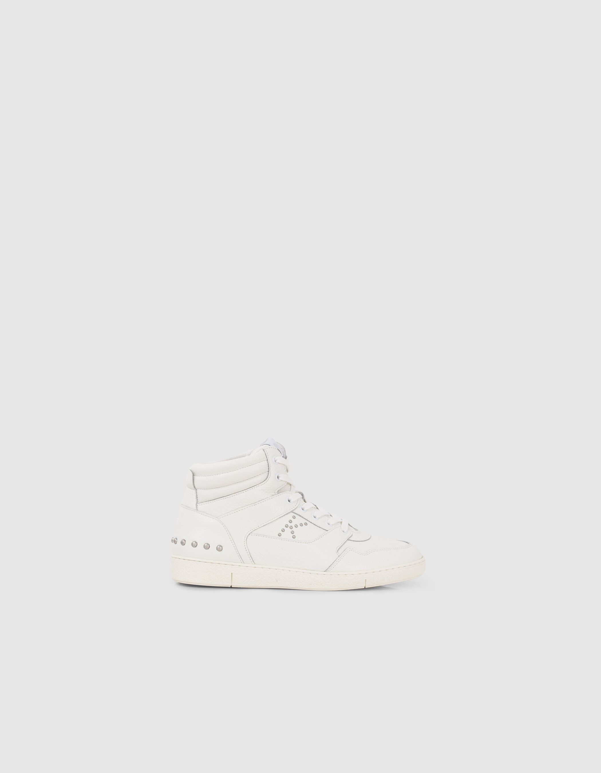 Women s white leather trainers with stud details