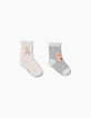 Puderrosa und graue Socken für Babymädchen-1