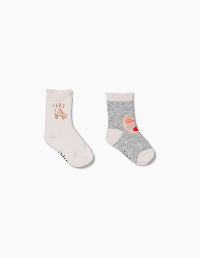 Puderrosa und graue Socken für Babymädchen - IKKS