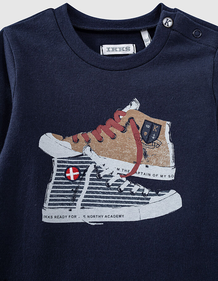 Navy T-shirt opdruk sneakers babyjongens  - IKKS