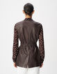 Bruin leren safari-jack met riem voor dames-4