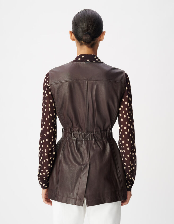Bruin leren safari-jack met riem voor dames-4