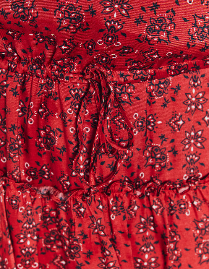 Robe courte en viscose imprimé bandana rouge femme - IKKS