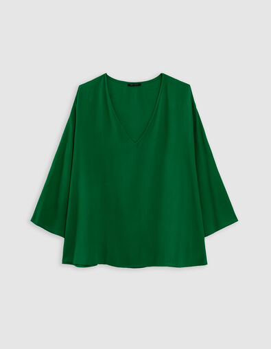 Green LENZING&trade; ECOVERO&trade; cape-style blouse - IKKS