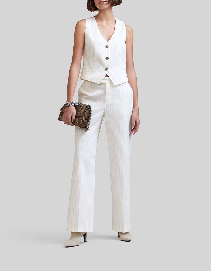 Women’s ecru pinstripe suit waistcoat-2