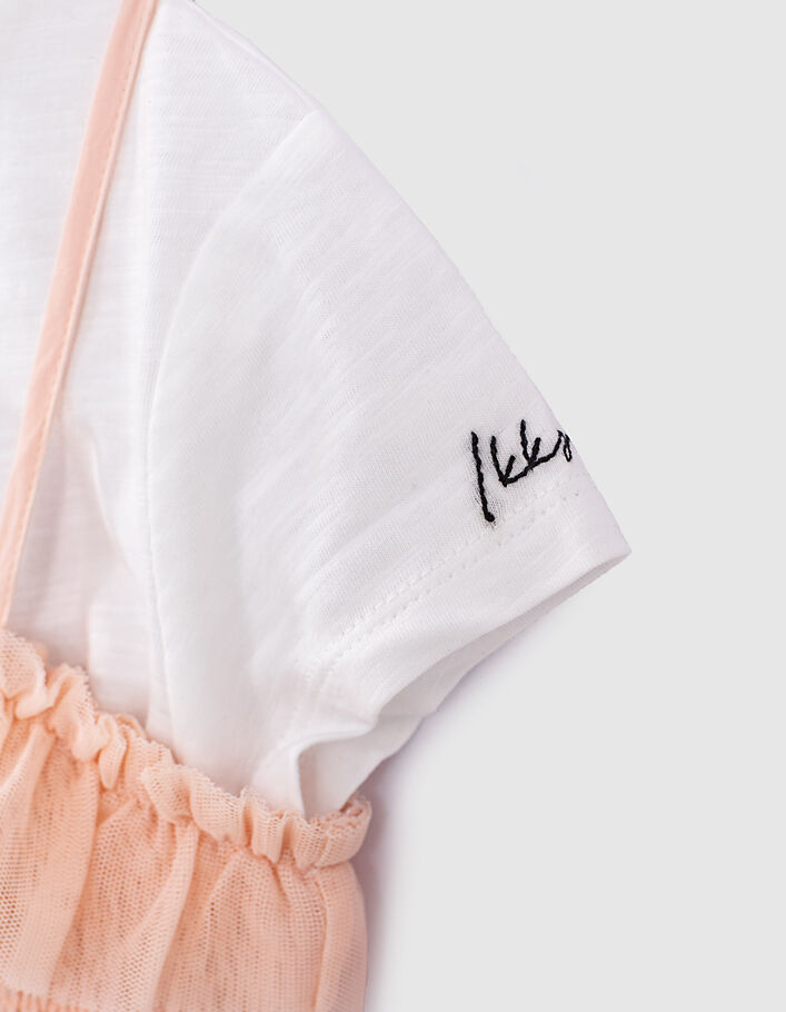 2-in-1 jurk blush tule gesmokt en T-shirt met tekst - IKKS