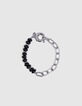 Graues Damen-Rundankerarmband mit schwarzen Perlen-1