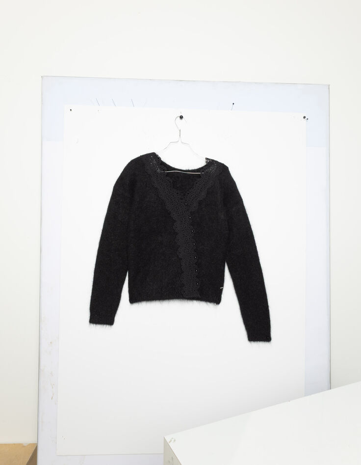 Schwarzer Damen-Wendepulli Stick hinten/vorn-8