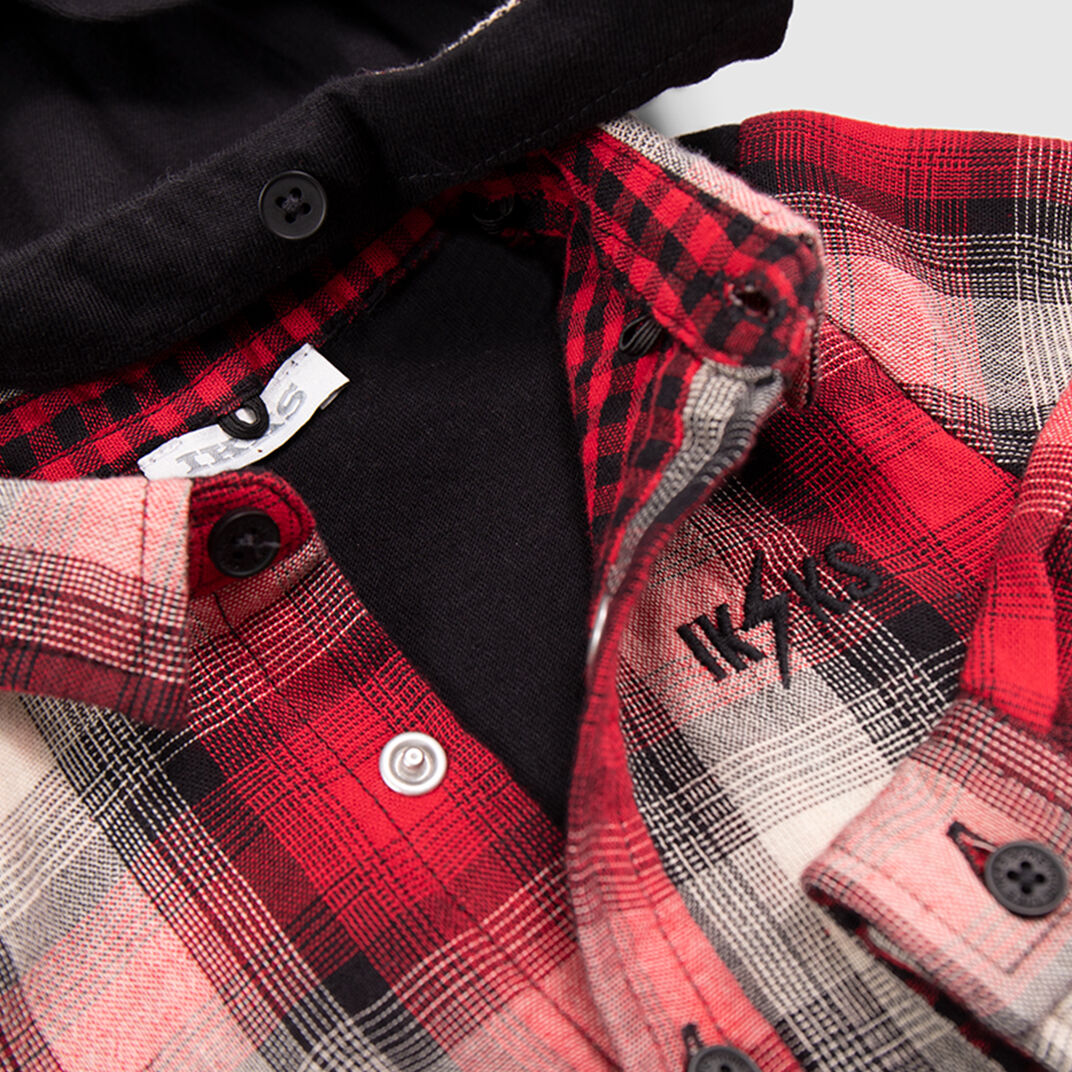 Chemise bi matiere rouge motif carreaux bebe garcon IKKS