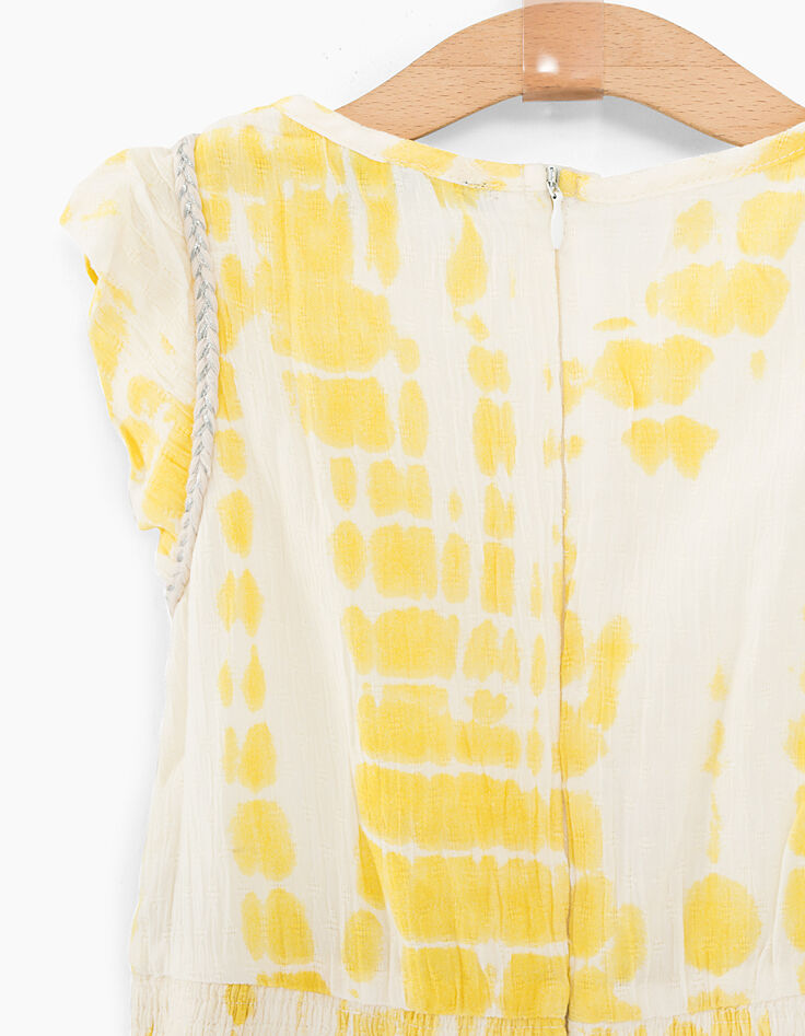 Robe jaune moyen tie and dye et tresses fille-5