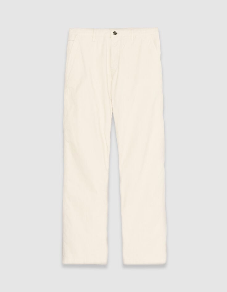 Herren-Chino aus geripptem Samt in Ecru mit geradem Bein-6