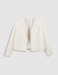 Veste bol&eacute;ro blanche effet tweed manches 7/8e Femme-5