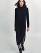 Robe longue en maille col roulé chevrons bijoux femme-2