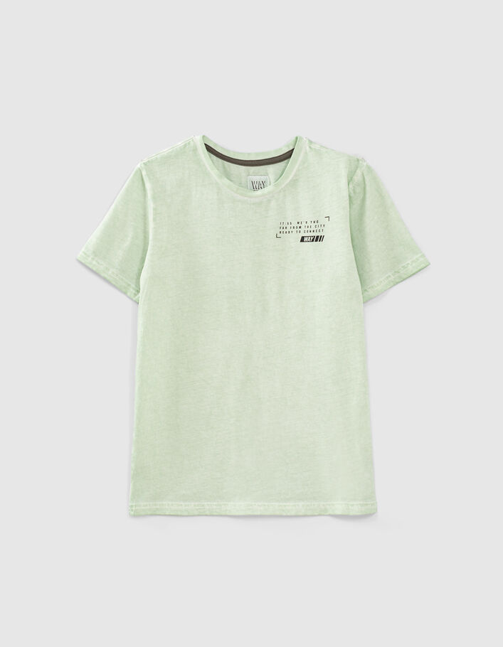 Boys’ mint organic T-shirt with photos on back - IKKS