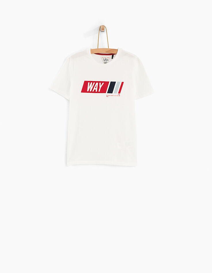 Camiseta blanco roto WAY terciopelo rojo niño -2 Camiseta blanco roto WAY terciopelo rojo niño -2