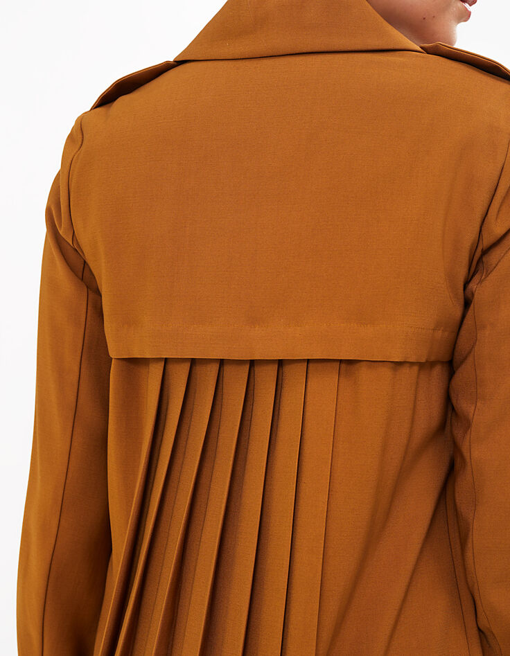 Camelbrauner Trenchcoat mit plissiertem Rücken I.Code-5