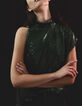 Metallic groen top plissé dames-5