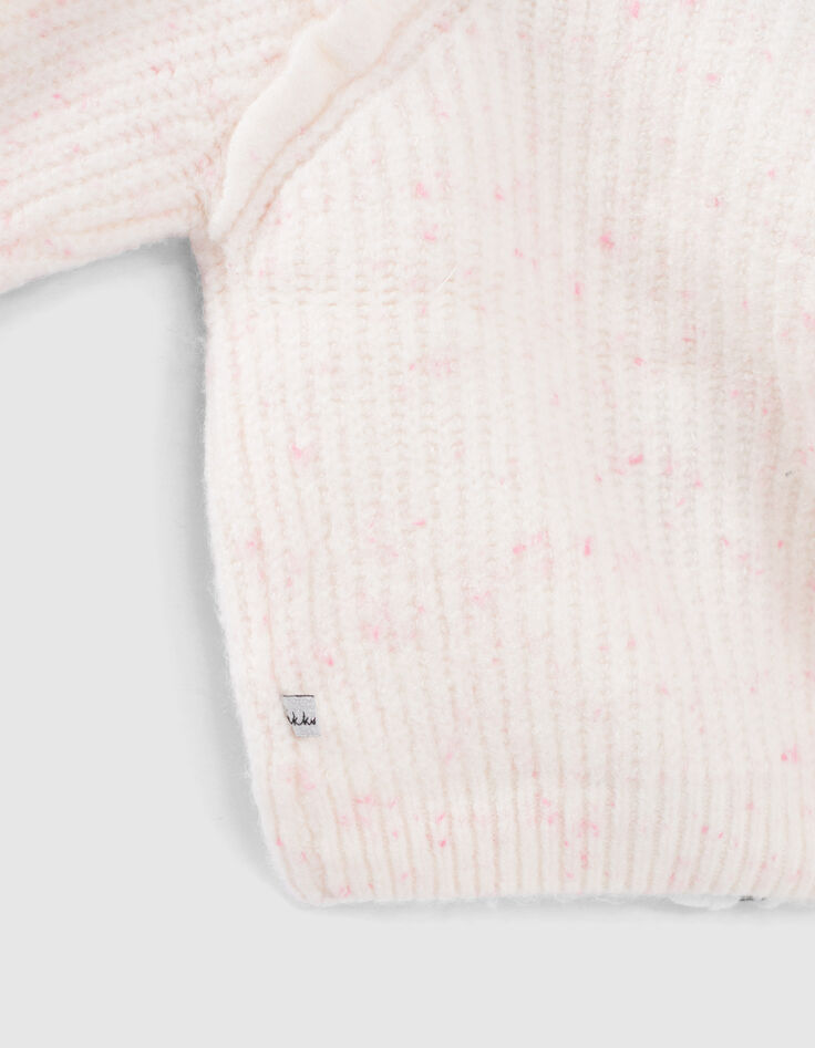 Gebreid wit vest roze dupions rits babymeisjes-6