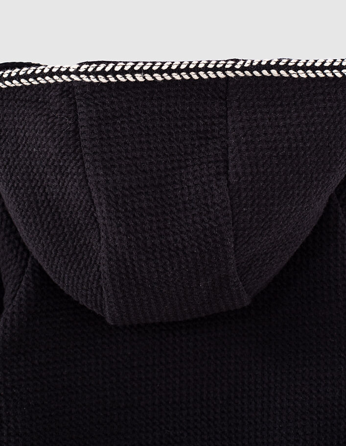 Baby girls’ black waffle knit hooded cardigan - IKKS