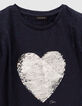 Girls' indigo reversible sequin heart T-shirt-3