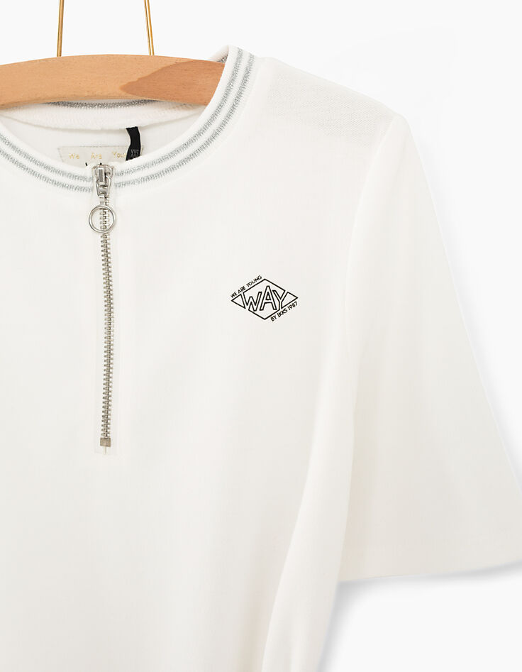 Cremewei&szlig;es M&auml;dchenkleid aus Piqu&eacute;-2