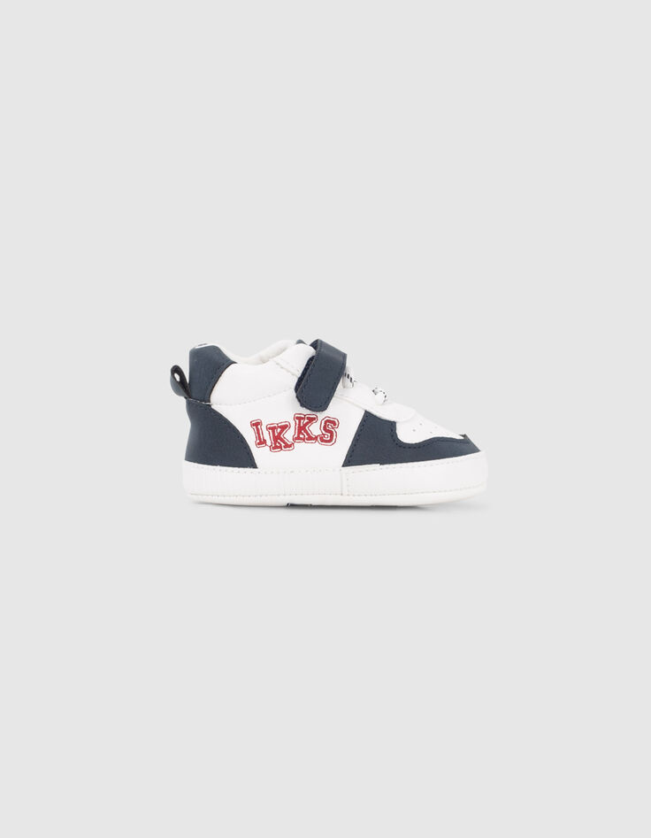 Baby boys’ navy and white Velcro trainers-1
