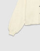 Women’s white bouclette knit cardigan-4