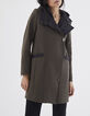 Manteau mi- long kaki majorité laine capuche amovible femme-2