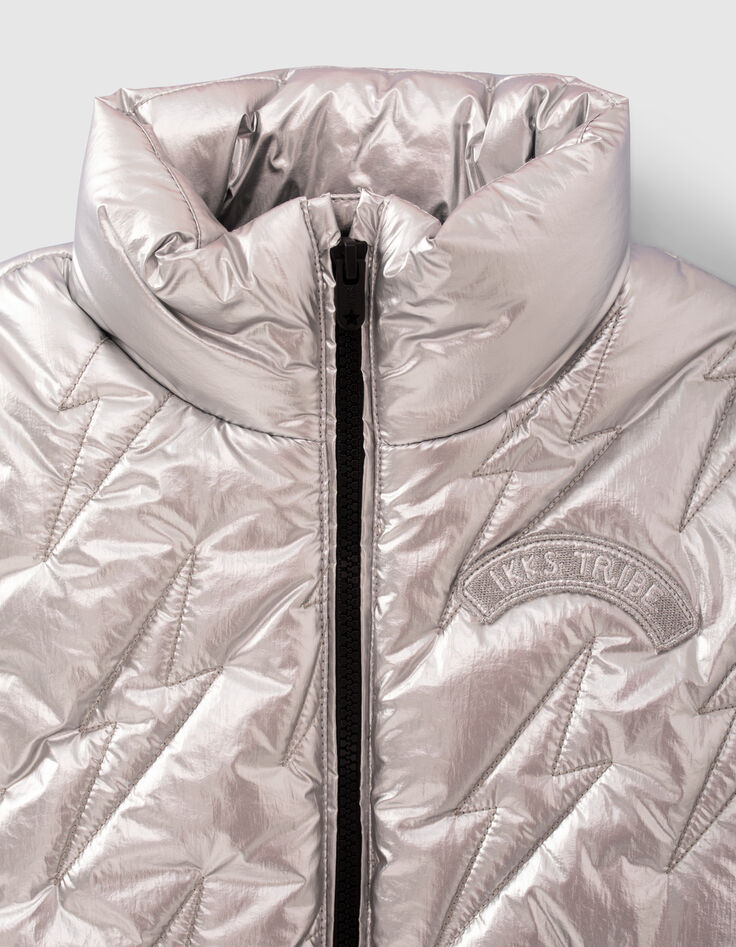 Girls&rsquo; silver quilted lightning bodywarmer-4