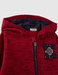 Cárdigan rojo jaspeado felpa capucha bebé niño-2